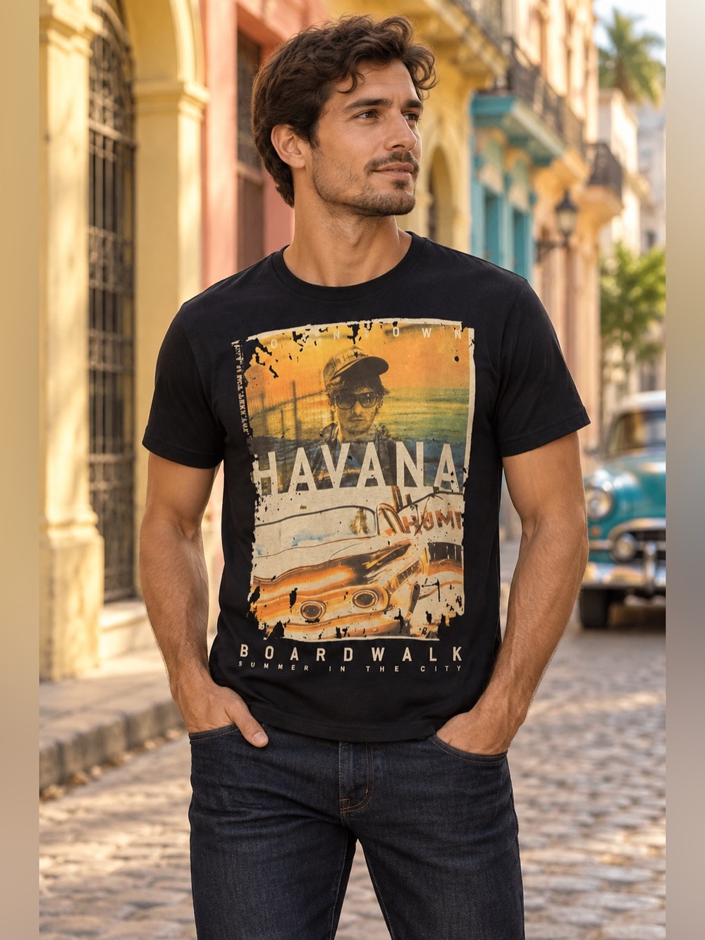 VSquared Havana Cuba Classic Car Graphic T-Shirt Black Men’s XXL